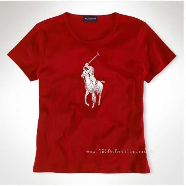 Ralph Lauren Pony Women Short Sleeved Polo Red(Bargain ,Natural,Price reduction,Loose )
